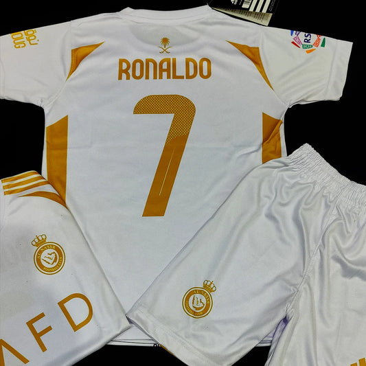 Ronaldo 2025 Al Nassr Golden White ⚜️⚽ Football Kit - KIDS
