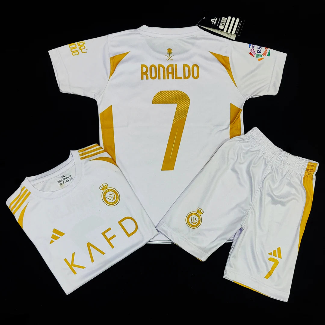 Ronaldo 2025 Al Nassr Golden White ⚜️⚽ Football Kit - KIDS
