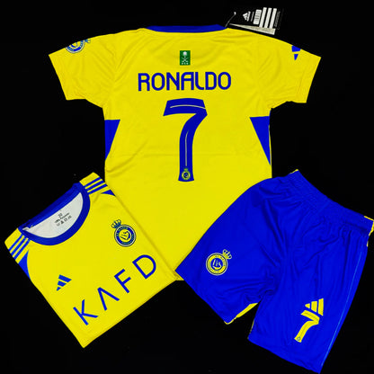 YELLOW 2025 - Kids Al Nassr Ronaldo Football Kit ⚽ Summer Jersey