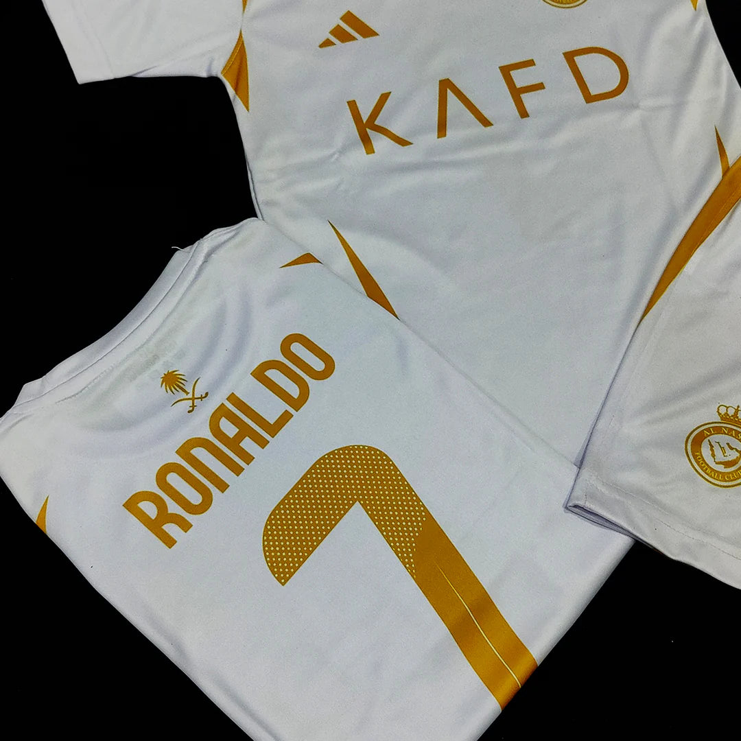 Ronaldo 2025 Al Nassr Golden White ⚜️⚽ Football Kit - KIDS