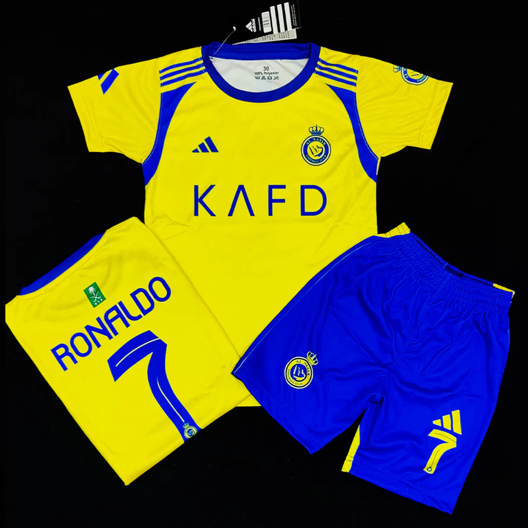 YELLOW 2025 - Kids Al Nassr Ronaldo Football Kit ⚽ Summer Jersey