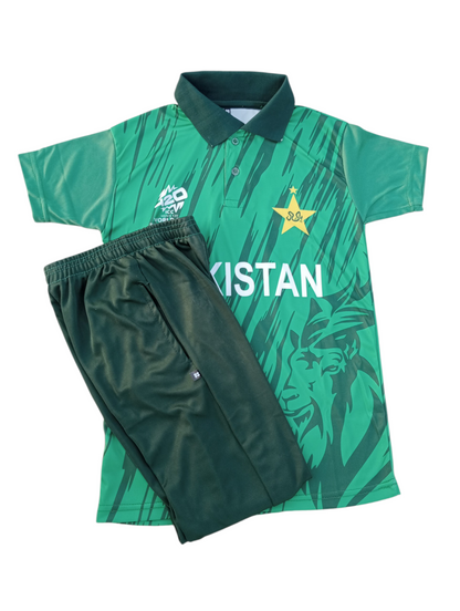 Pakistan T20 Cricket Kit For Kids Articals 2026 T-shirt & Trouser